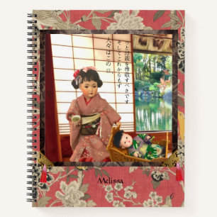 Antike japanische Puppe Mom Notizbuch