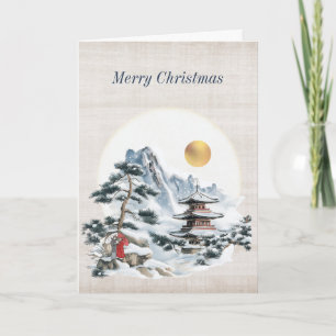 Antike japanische Weihnachtskarte Feiertagskarte