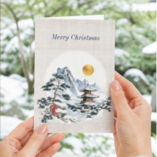 Antike japanische Weihnachtskarte Feiertagskarte