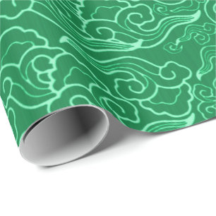 Antike japanische Wolken, Jade Grün Geschenkpapier