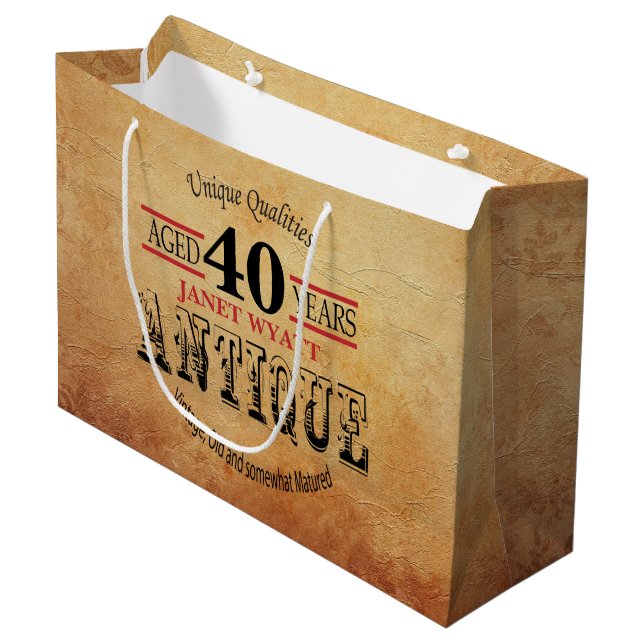 Antike jedes Alter Geburtstag Große Geschenktüte (Vorderseite Schrägansicht)