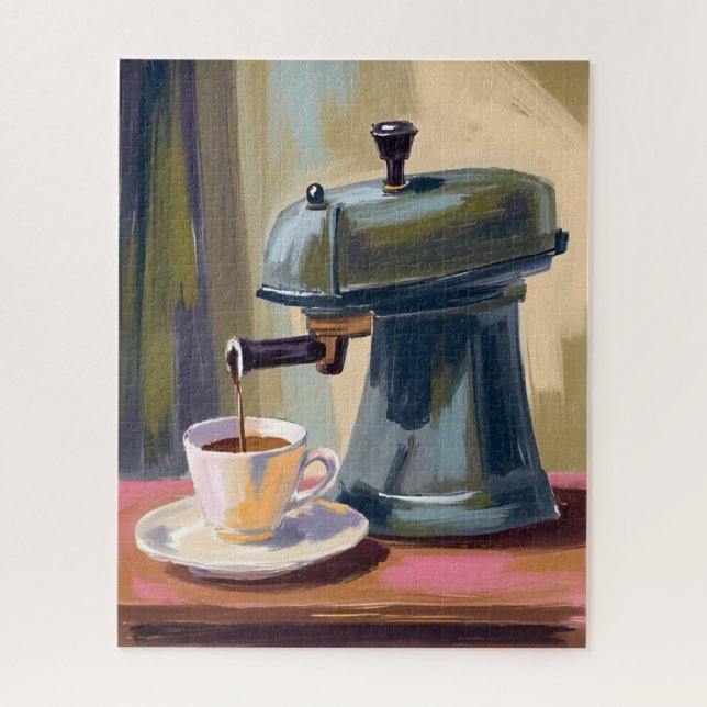 Antike Kaffeemaschine Latte Aquarell Puzzle (Vertikal)