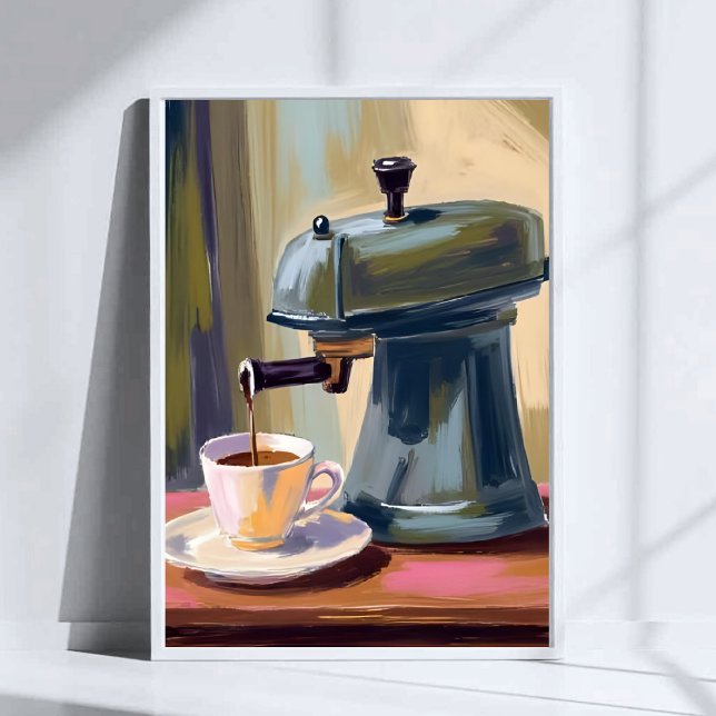 Antike Kaffeemaschine Latte Wasserfarbe Poster (Von Creator hochgeladen)