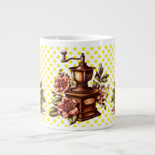 Antike Kaffeemühlen Gelbe Punkte Jumbo-Tasse