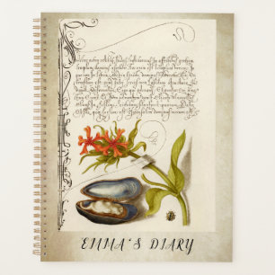 Antike Kalligrafie Text botanische Abbildung Planer