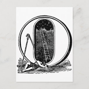 Antike kalligrafische Symbole Buchstaben O Postkarte