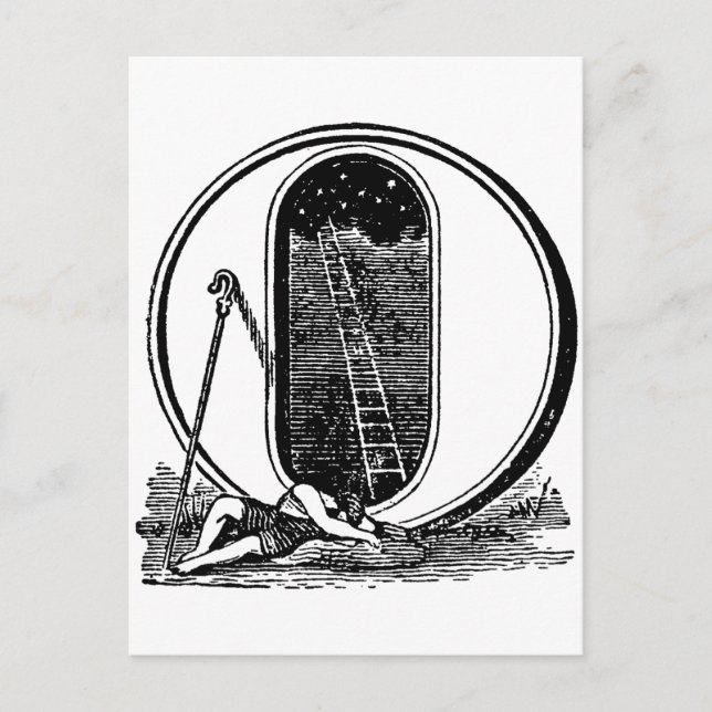 Antike kalligrafische Symbole Buchstaben O Postkarte (Vorderseite)