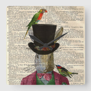 Antike Kaninchen-Buch-Seite geänderte Wanduhr