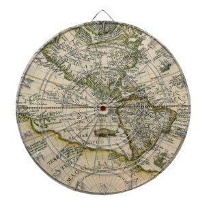 Antike Karte, 1596, America Sive Novus Orbis Dartscheibe