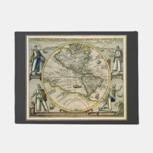 Antike Karte, 1596, America Sive Novus Orbis Fußmatte