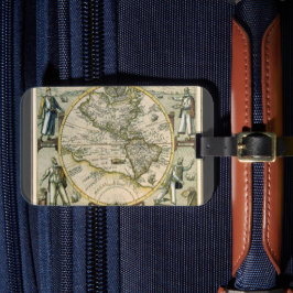 Antike Karte, 1596, America Sive Novus Orbis Gepäckanhänger