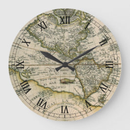 Antike Karte, 1596, America Sive Novus Orbis Große Wanduhr