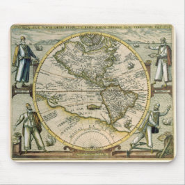 Antike Karte, 1596, America Sive Novus Orbis Mousepad