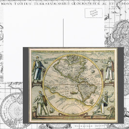 Antike Karte, 1596, America Sive Novus Orbis Postkarte