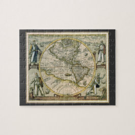 Antike Karte, 1596, America Sive Novus Orbis Puzzle