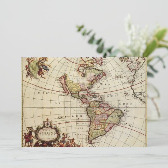 Antike Karte Amerikas von Johannes De Ram (Stehend Vorderseite)