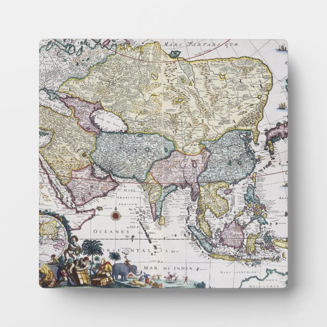 Antike Karte Asiens | 1696 Fotoplatte (Vorderseite)