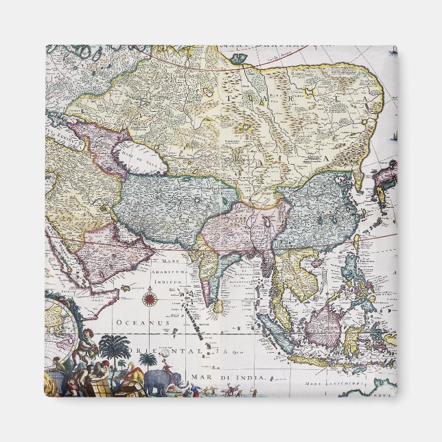 Antike Karte Asiens | 1696 Magnet (Vorne)