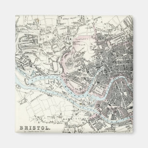 Antike Karte aus dem 19. Jahrhundert von Bristol E Magnet