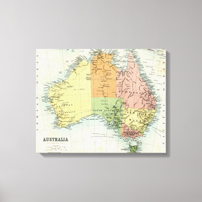 Antike Karte Australiens Leinwanddruck (Vorderseite)