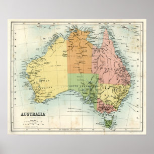 Antike Karte Australiens Poster