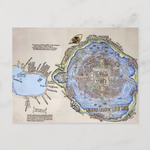 Antike Karte der aztekischen Hauptstadt Tenochtitl