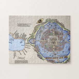 Antike Karte der aztekischen Hauptstadt Tenochtitl Puzzle