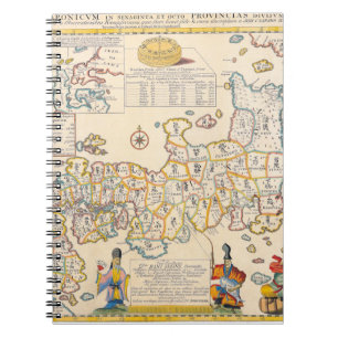 Antike Karte der China Provinzen Notebook Notizblock