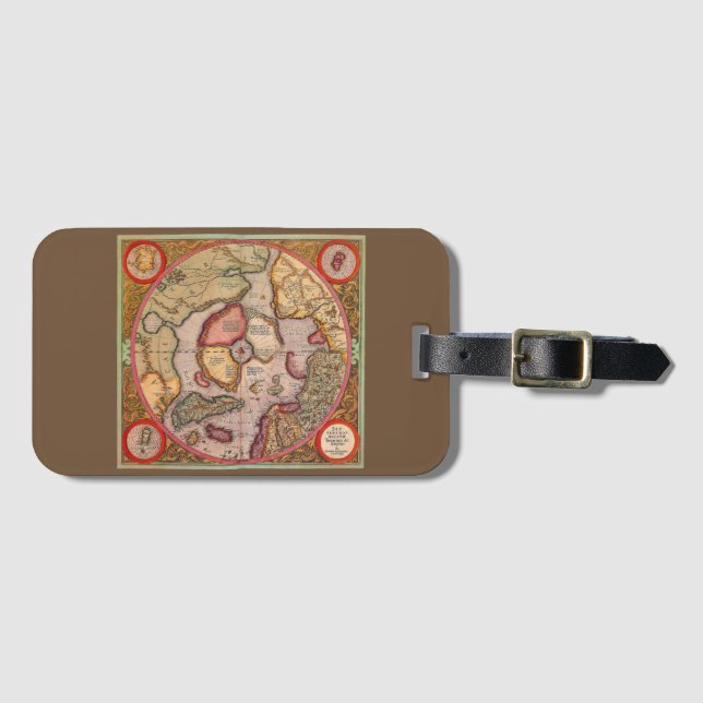Antike Karte der Nordpol-Karte von Mercator Gepäckanhänger (Vorderseite (Horizontal))