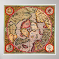 Antike Karte der Nordpol-Karte von Mercator