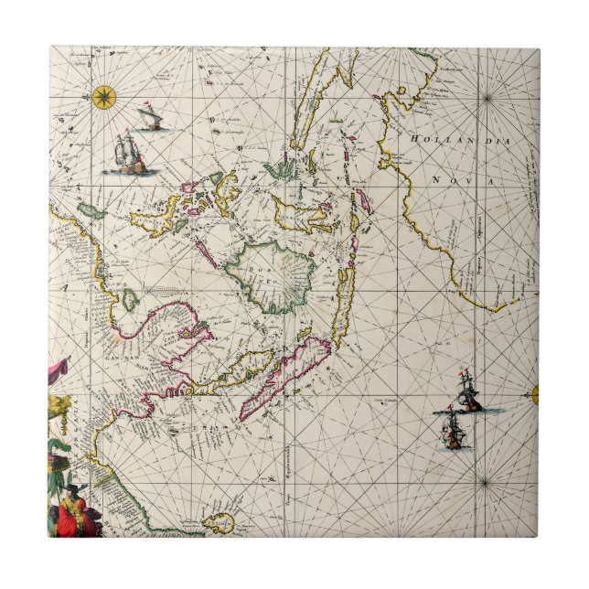 Antike Karte der Ostinseln Fliese (Vorderseite)