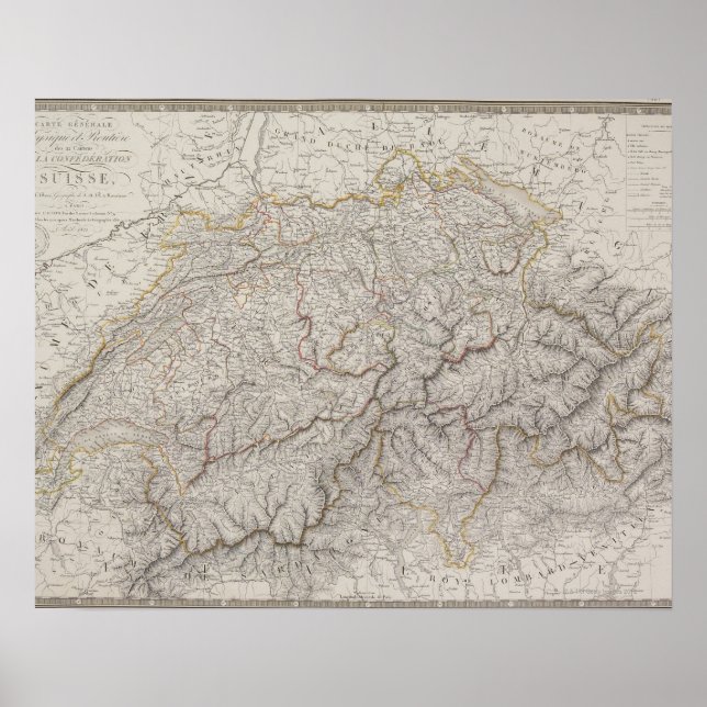 Antike Karte der Schweiz Poster (Vorne)