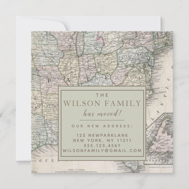 Antike Karte der Vereinigten Staaten-Bewegungsankü (Vorderseite)