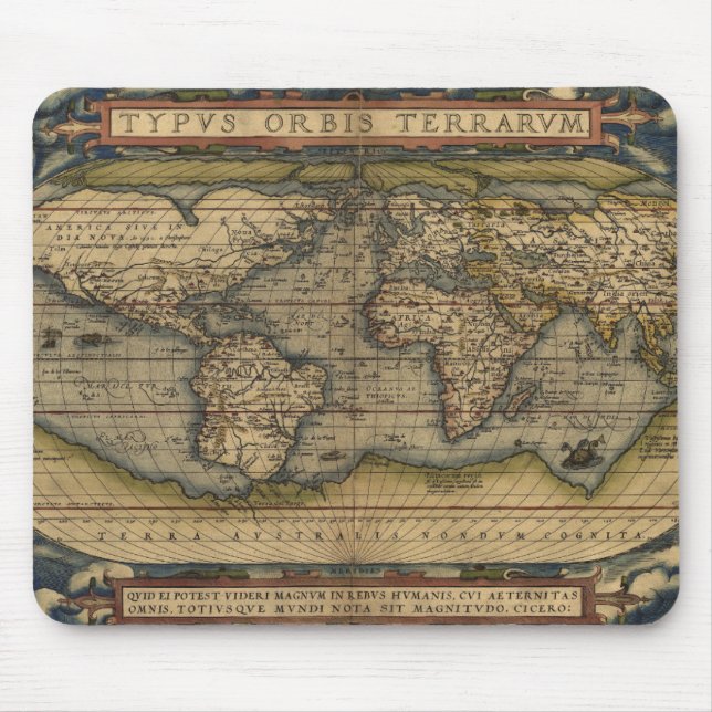 Antike Karte der Welt Mousepad (Vorne)
