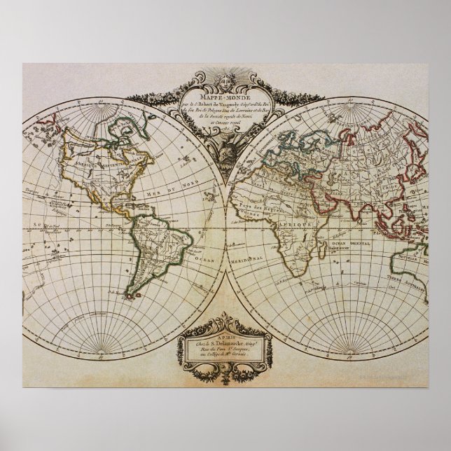 Antike Karte der Welt Poster (Vorne)