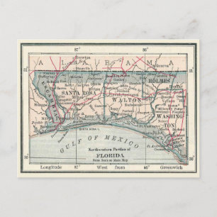 Antike Karte des Florida Panhandle-Gebiets
