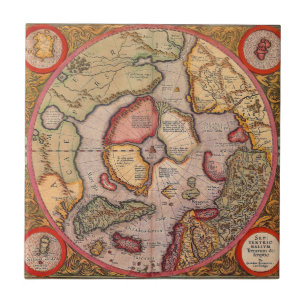 Antike Karte des Nordpols von Mercator Fliese
