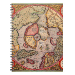 Antike Karte des Nordpols von Mercator Notizblock