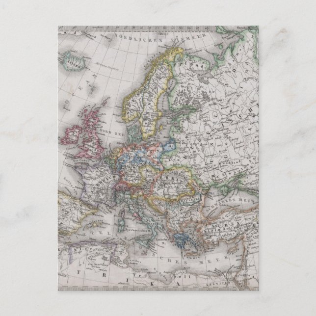 Antike Karte Europas um 1862 (Vorderseite)