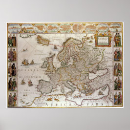 Antike Karte Europas von Willem Jansz Blaeu, c1617 Poster