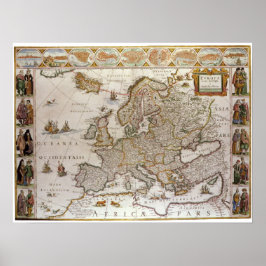 Antike Karte Europas von Willem Jansz Blaeu, c1617 Poster