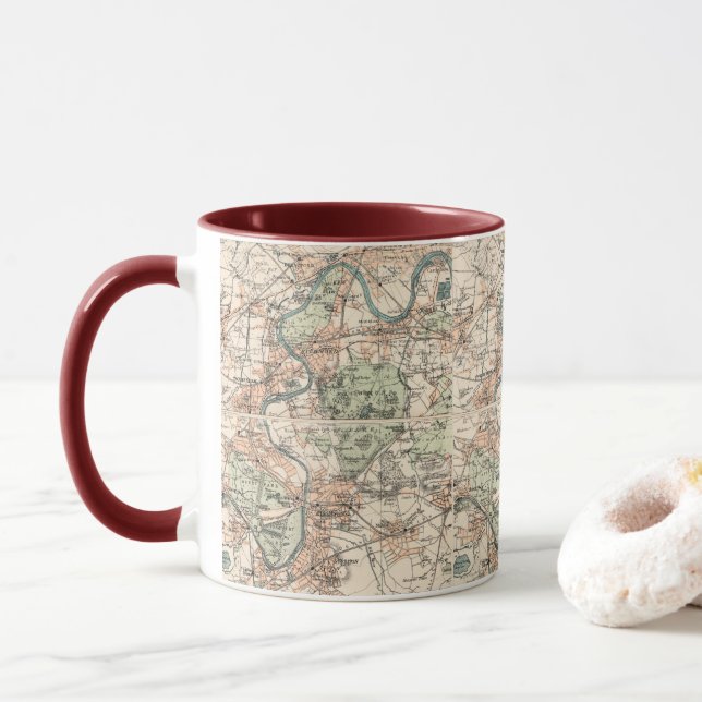 Antike Karte London Themse Tasse (Mit Donut)