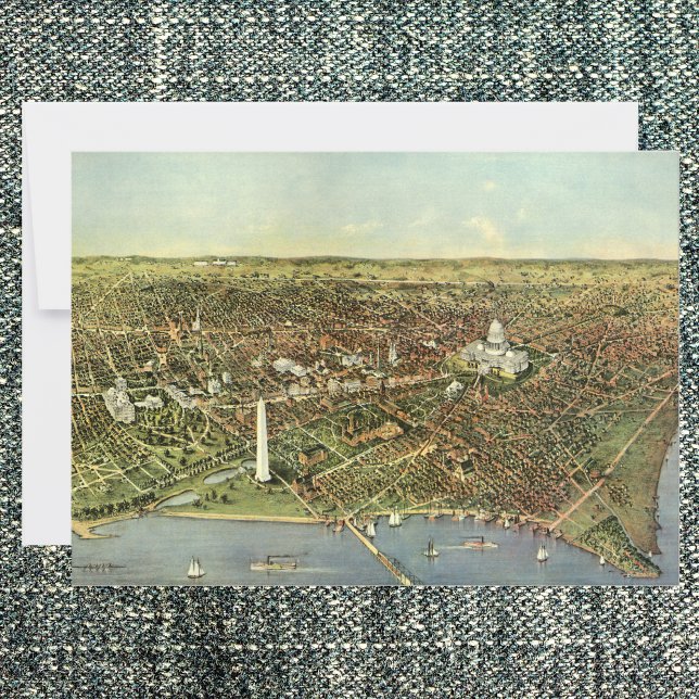 Antike Karte mit Panoramablick auf Washington DC (Von Creator hochgeladen)