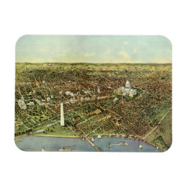Antike Karte mit Panoramablick auf Washington DC Magnet