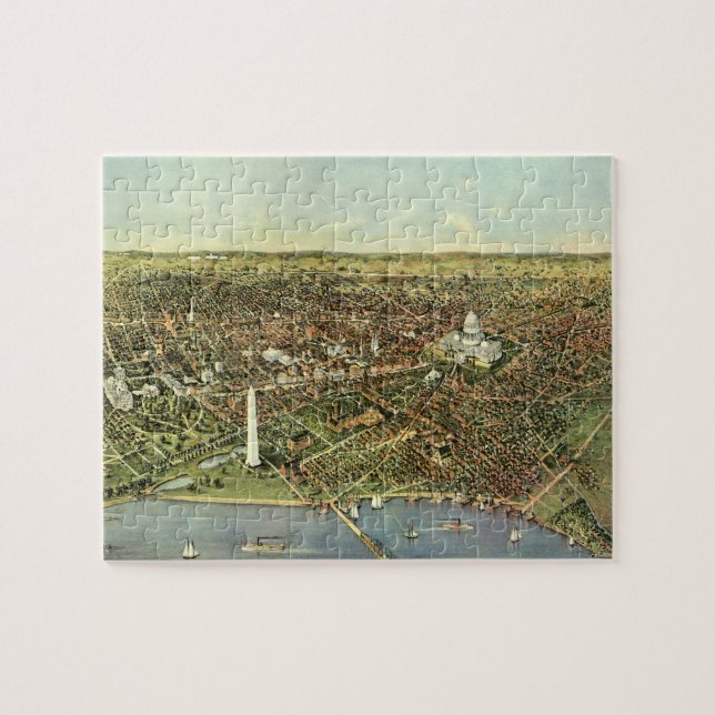 Antike Karte mit Panoramablick auf Washington DC Puzzle (Horizontal)