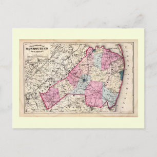 Antike Karte, Monmouth County, NJ 1872 Vintage Postkarte