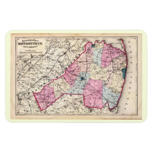 Antike Karte, Monmouth Landkreis, NJ 1872 Vintag P Magnet