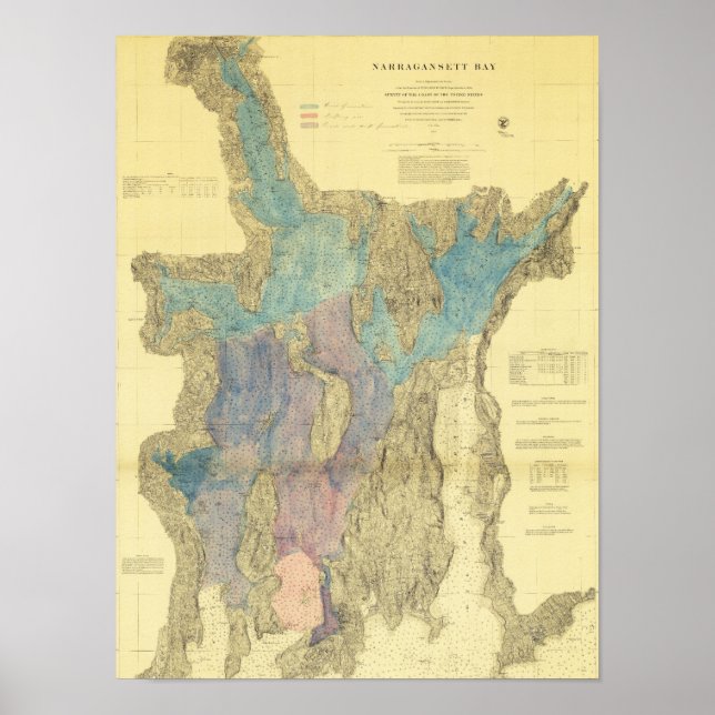 Antike Karte Narragansett Bay Rhode Island Poster (Vorne)