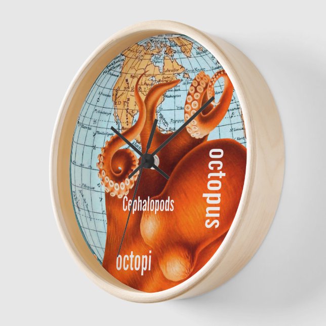 Antike Karte Oktopus Wand Uhr (Winkel)