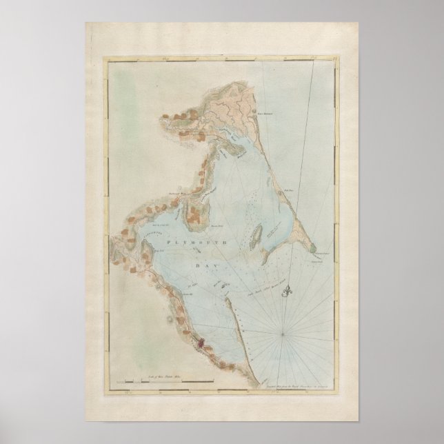 Antike Karte Plymouth Bay, Massachusetts Poster (Vorne)